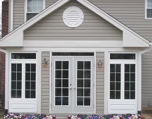 Dutch Lap Siding with Attic Vent and Window Trim